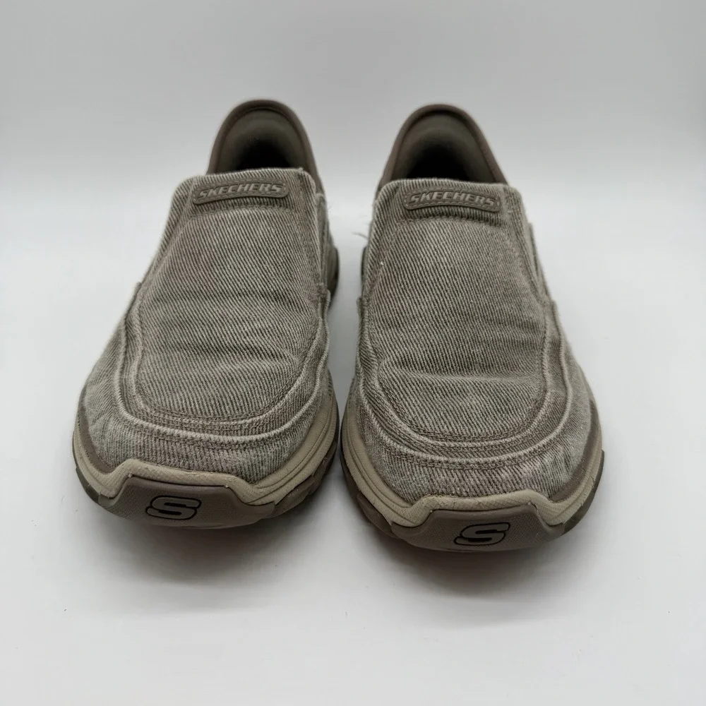 Skechers Respected Holmgren Taupe Men Size 8.5 Athletic Goodyear Slip In Sneaker